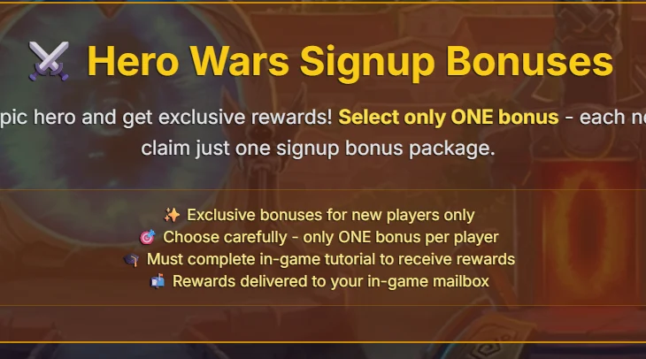 Важные правила регистрации в Hero Wars: Как правильно выбрать стартовый бонус? Важные правила регистрации в Hero Wars: Как правильно выбрать стартовый бонус?